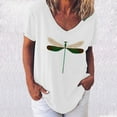 thumbnail image 1 of CEHVOM Mode Femmes T-Shirt Imprimé à Col en V Manches Courtes T-Shirt Décontracté Hauts Blouse, 1 of 5
