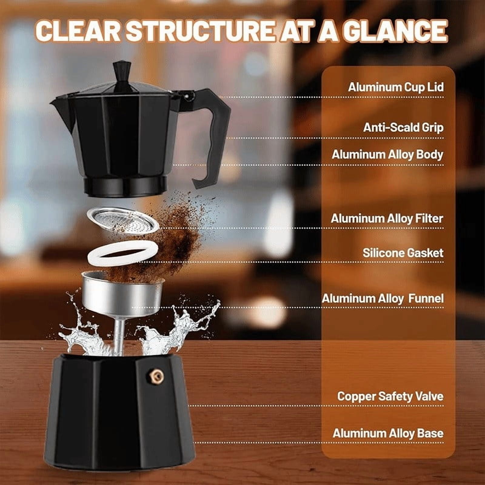 Italian Octagonal Mocha Pot – Elegant Coffee Maker for Traditional Brewing, Perfect for Home or Gifting to Coffee Lovers