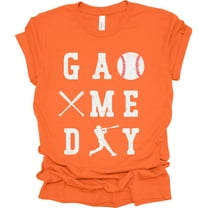 Trenz Shirt Company Baseball Game Day Womens Short Sleeve T-shirt-Orange-Small