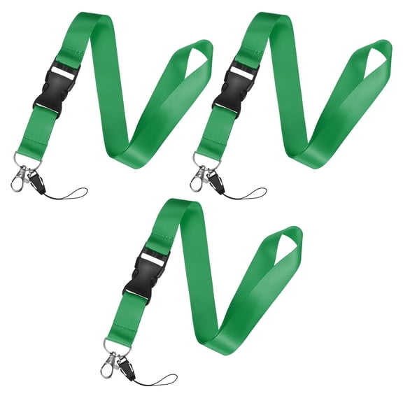 Uxcell 3-Pack Lanyards for Keys, Green 1" Wide Keychain Long ID Badges Neck Lanyard Strap with Quick Release Buckle ID Holder Folder