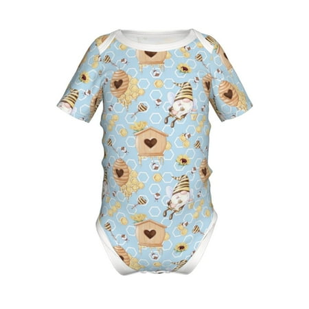

Lukts Cute Gnome Bee Collects Honey Print Baby Short Sleeve Romper Onesie for Newborn Baby Boys and Girls-9M