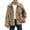 Khaki, variant on Men’s Winter Coat, Long Sleeve Lapel Collar Button Closure Furry Faux Fur Jacket Outwear