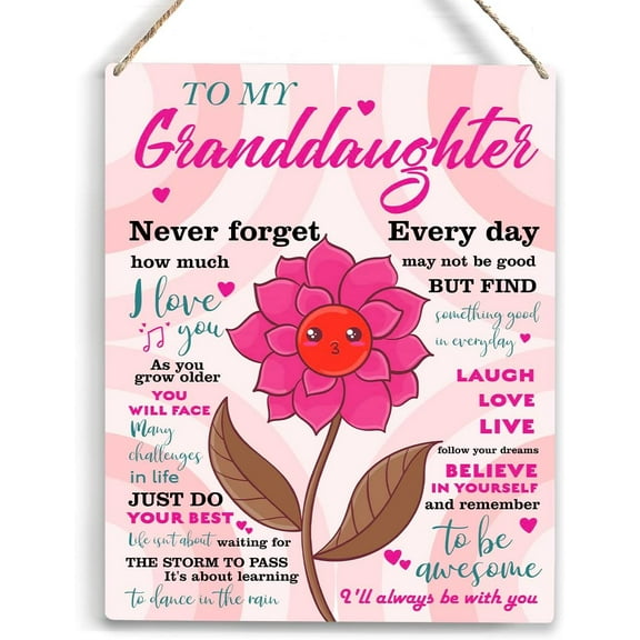Inspirational Granddaughter Gifts from Grandma Grandpa To My Granddaughter Wooden Hanging Sign Granddaughter Gifts Birthday Christmas Gifts for Her Artwork Rooms Home Decor 8x10 Inch