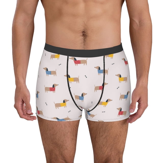 Fotbe Dachshund Dog Puppy Calzoncillos Tipo Boxer con Bolsa de Soporte Total para Hombre, X-Temp Fresco, Transpirable y de Secado Rápido-X-Large