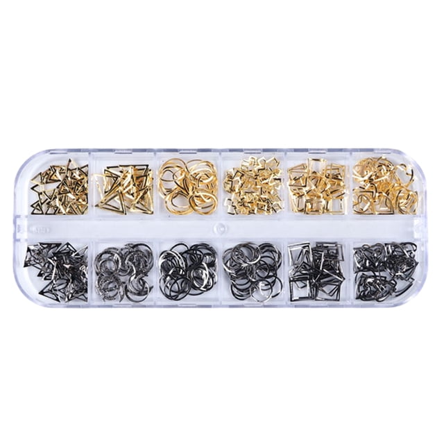 Soidarity Mujeres Nail Art Studs Niñas Manicura Artesanía Decoración Salón de moda Uña Belleza Decorativa 12 Rejillas Metal con caja Juegos de manicura tipo 8 Soidarity CE014324-08