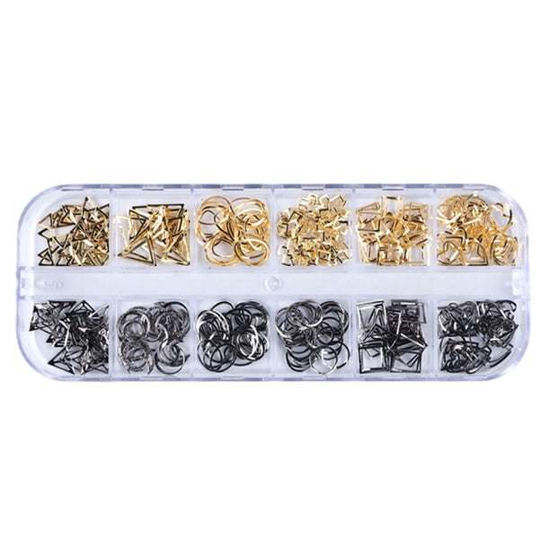 Soidarity Mujeres Nail Art Studs Niñas Manicura Artesanía Decoración Salón de moda Uña Belleza Decorativa 12 Rejillas Metal con caja Juegos de manicura tipo 8 Soidarity CE014324-08