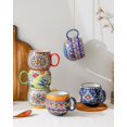 thumbnail image 4 of Tazas de porcelana HENXFEN LEAD Boho, 20 onzas, juego de 6, 4 of 6