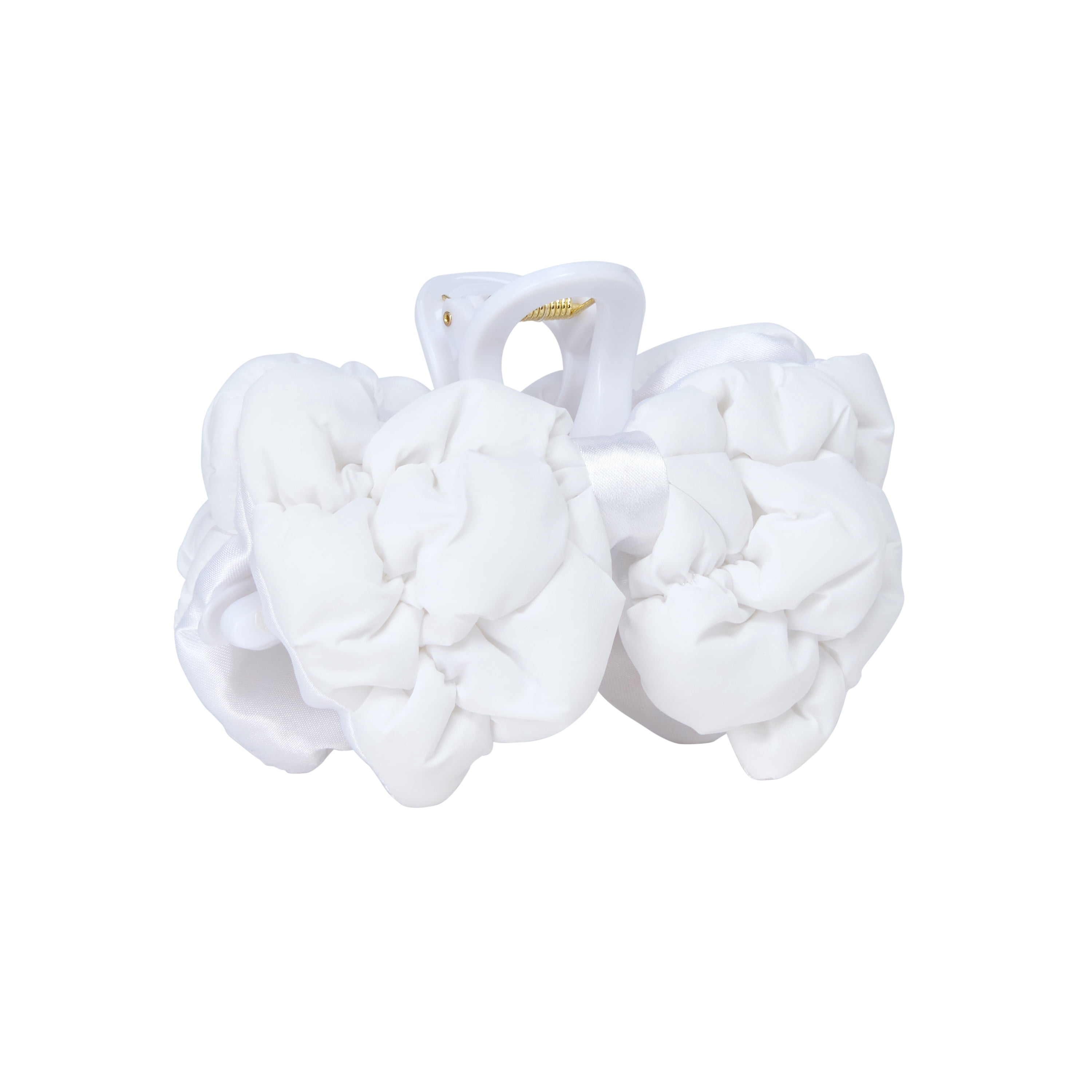 Goody Luxe Puffer Bow Claw Clip Winter White Quilted SlideProof 1 Count