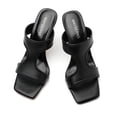 thumbnail image 3 of Sandalias de tacón WAYDERNS negras para mujer, punta abierta, tacón de 8,9 cm, 3 of 6