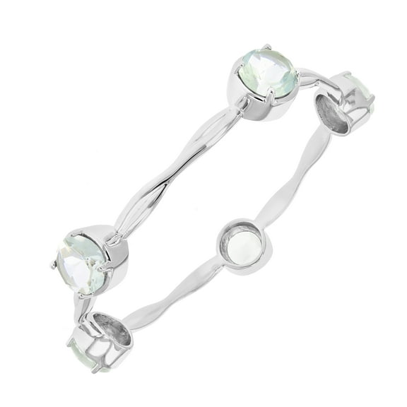 Vir Jewels 12 CTTW Green Amethyst Bangle Bracelet Brass with Rhodium Plating 10 MM Round Female Adult