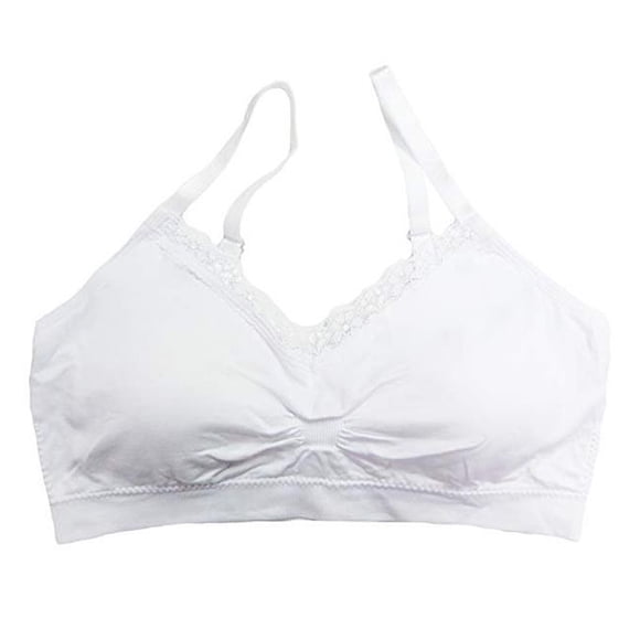 Coobie 9042-WHITE-FULL SIZE Seamless V Neck with Lace Bra, White - Full Size