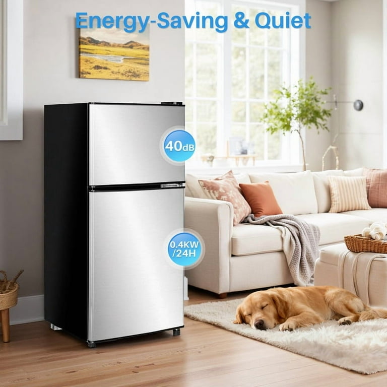 Mini Fridge with Freezer, 2.4 Cu.ft Compact Dual-Door Refrigerator