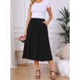 thumbnail image 4 of DARING DIVA Women's Flowy High Waist A-Line Midi with Pockets Skirt Medium Black, 4 of 7