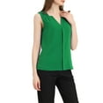 thumbnail image 4 of INSPIRE CHIC Women's Office Work V Neck Sleeveless Chiffon Blouse L Green, 4 of 6