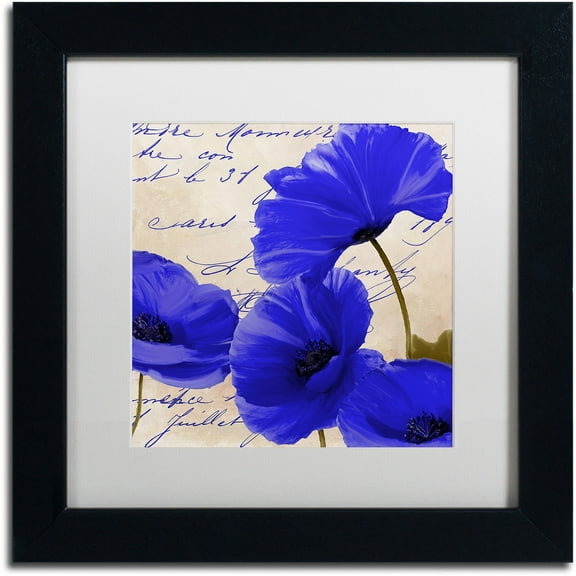 Trademark Fine Art "Coquelicots Bleues I" Canvas Art by Color Bakery White Matte, Black Frame