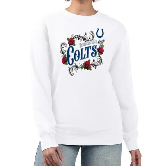 Women's G-III 4Her by Carl Banks White Indianapolis Colts Roses Fleece Tri-Blend Pullover Sweatshirt