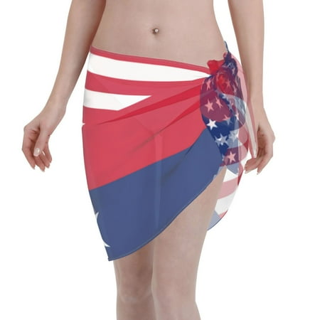 Swimsuit Coverups For Women America Texas Flag Sarong Beach Bikini Wrap Sheer Short Skirt Chiffon Scarf For Swimwear