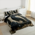 thumbnail image 4 of Manfei Halloween Crow Child Full Size Comforter Sets, Vintage Black Rose Flower Bedding Comforter Set, Western Gothic Style Reversible Bedding Sets, Lightweight Room Decor, 3 Pieces, 4 of 9