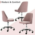thumbnail image 4 of edx Makeup Chair Armless Office Chair With Wheels, Comfortable Home Office Desk Chair, Adjustable Swivel Upholstered Fabric Makeup Task Computer Chair, Pink, 4 of 7