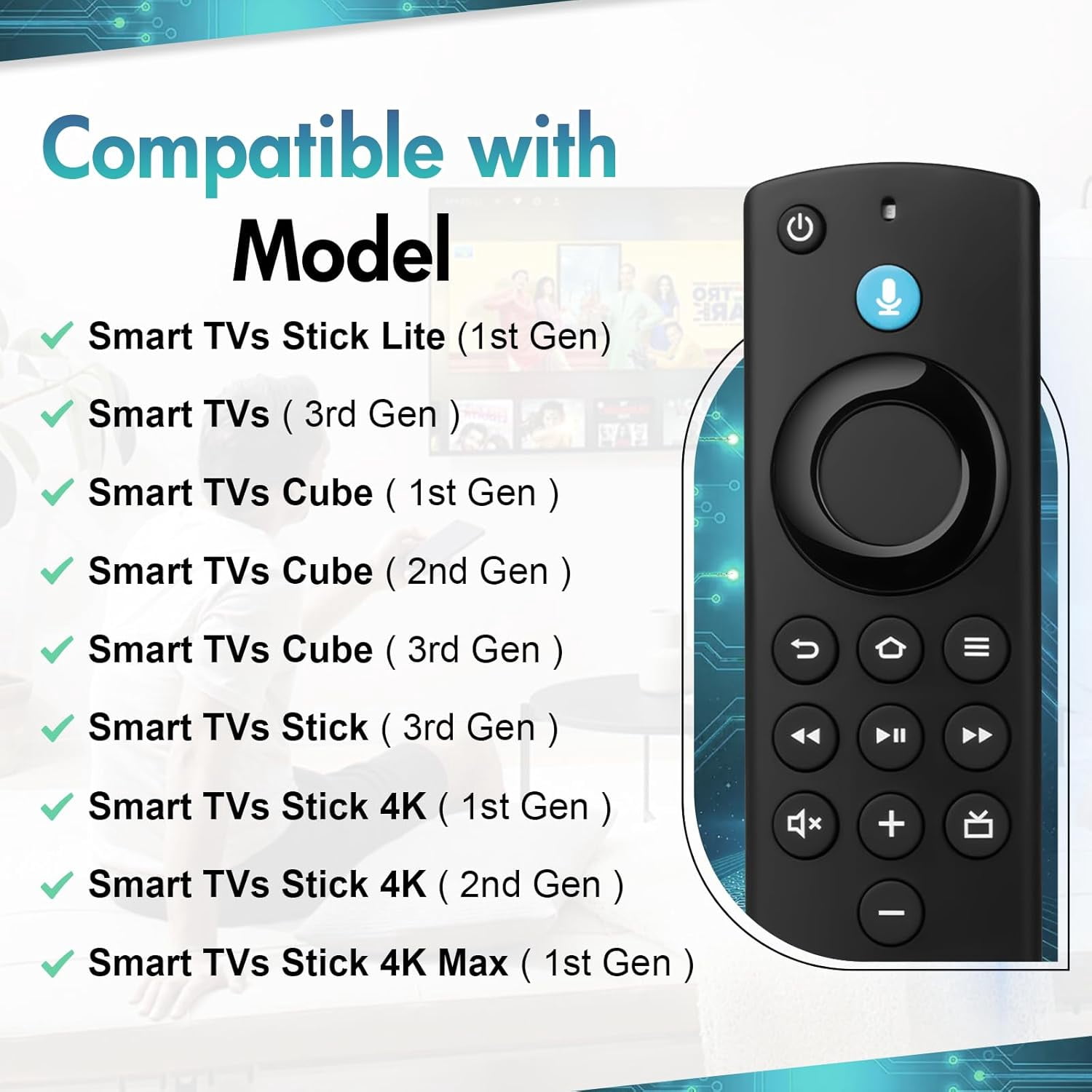 Replacement Voice Remote Control for Fire Smart TVs , Compatible with FireStick 2nd/3rd Gen/Lite/HD, TV Stick 4K 1st/2nd Gen/Max/Plus, TV Cube 1st/2nd/3rd Gen, Insignia/TCL/Pioneer Fire Smart TVs