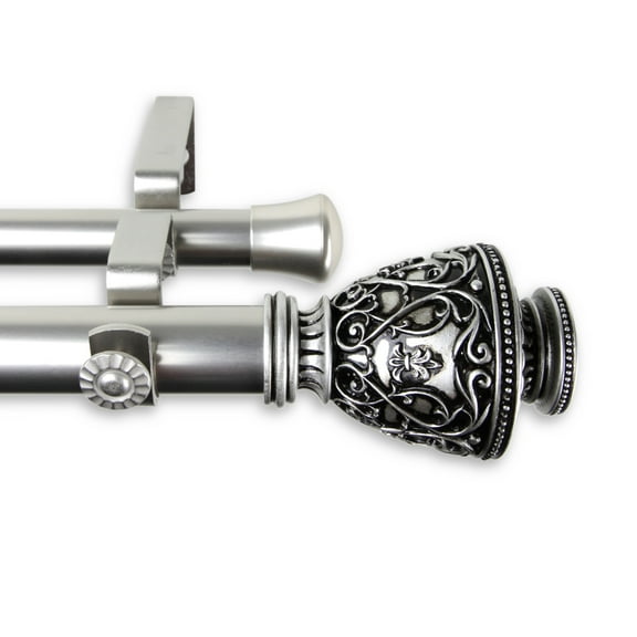 Virginia Double Curtain Rod 1 inch 48-84 inch - Satin Nickel