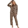 thumbnail image 2 of Female leopard print silk cardigan home wear pajama set, 2 of 9