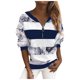 thumbnail image 1 of Gibobby Tirantes Para&nbsp;Camisa Sudadera con cremallera Rayas Mujer Manga Floral Blusa larga Estampado Blusa de mujer（Azul， XXXL), 1 of 5