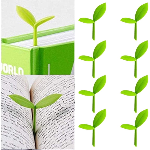 NOGIS Sprout Little Green Bookmarks Silicone Grass Buds Creative Green Bookmarks, Gifts for Book Lovers Reading, Set of 8