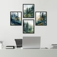 thumbnail image 3 of PixonSign Framed Wall Art Green & Teal Watercolor Forest Pine Trees Posters, Set of 4 Nature Wilderness Photography Realism Canvas Prints, Rustic Wall Décor for Home Decor - 8"x10" Black, 3 of 5