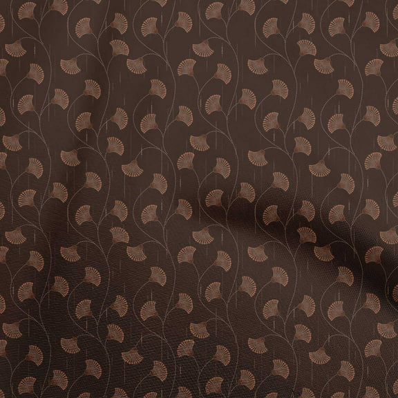 oneOone Cotton Silk Brown Fabric Floral Sewing Material Print Fabric By The Yard 42 Inch Wide