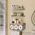 thumbnail image 6 of Floating Shelves, 3 Set Wall Mounted Wood Bathroom Shelves with Wire Storage Basket & Hooks,Farmhouse Floating Shelf Bathroom Accessories for Bedroom,Living Room, Kitchen,Bathroom Decor, Light Burnt, 6 of 7