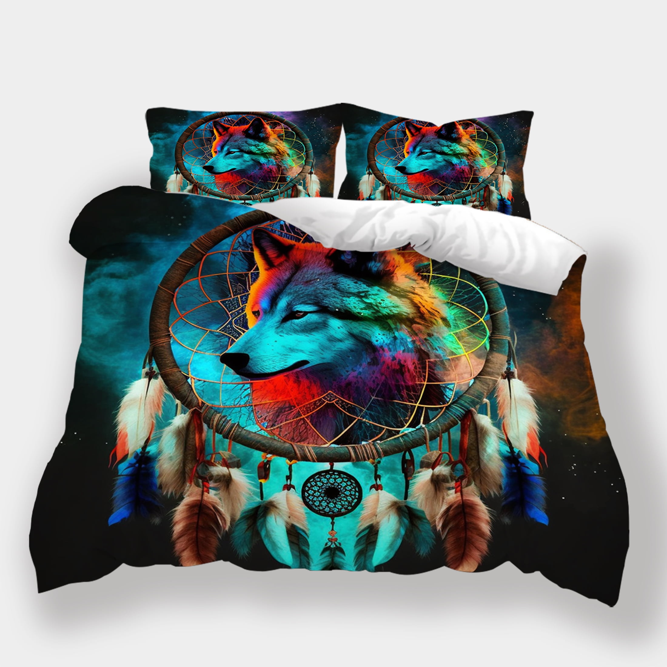 Wolf Quilt Cover 3D Animal Bedspread Dreamcatcher Comforter Cover