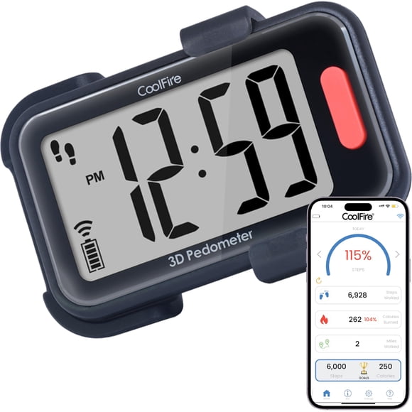 Podómetro CoolFire, contador de pasos 3D con clip para caminar