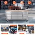 thumbnail image 3 of Garvee 72" Rolling Workbench, Heavy Duty Tool Chest Workbench with 15 Drawers and Locking System for Garage, Warehouse, Silver, 3 of 8