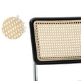thumbnail image 6 of Zesthouse Mid Century Faux Leather Home Office Chair with Rattan Back, 360° Swivel Upholstered Desk Chair on Wheels, Tufted Computer Task Chair for Living Room & Office Room, Green, 6 of 11
