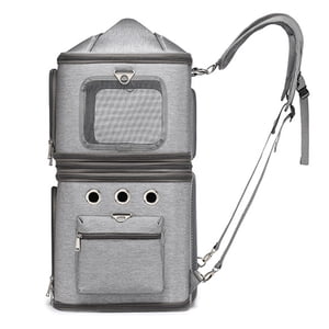 Double Compartiment Pet Carrier Sac à dos Cat Carpack pour 2 Cats Détachable Design Traveling Randonnée Camping 41x31x65cm pour 2 Petits chats Chiens et lapins
