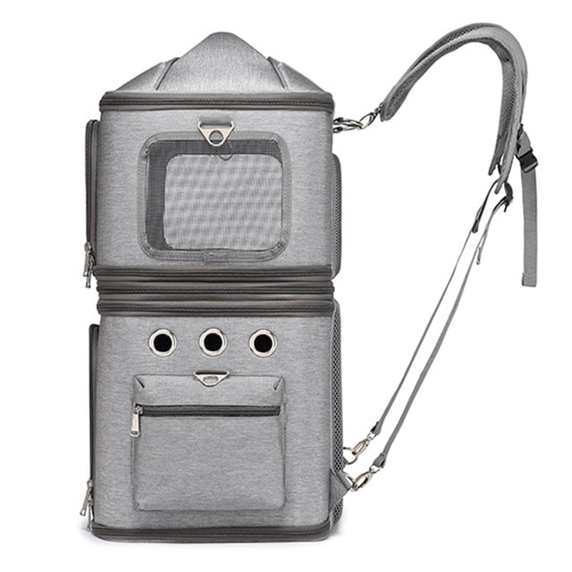 Double Compartment Pet Carrier Backpack Cat Backpack Carrier for 2 Cats Detachable Design Traveling Hiking Camping 41x31x65cm for 2 Small Cats Dogs and Rabbits