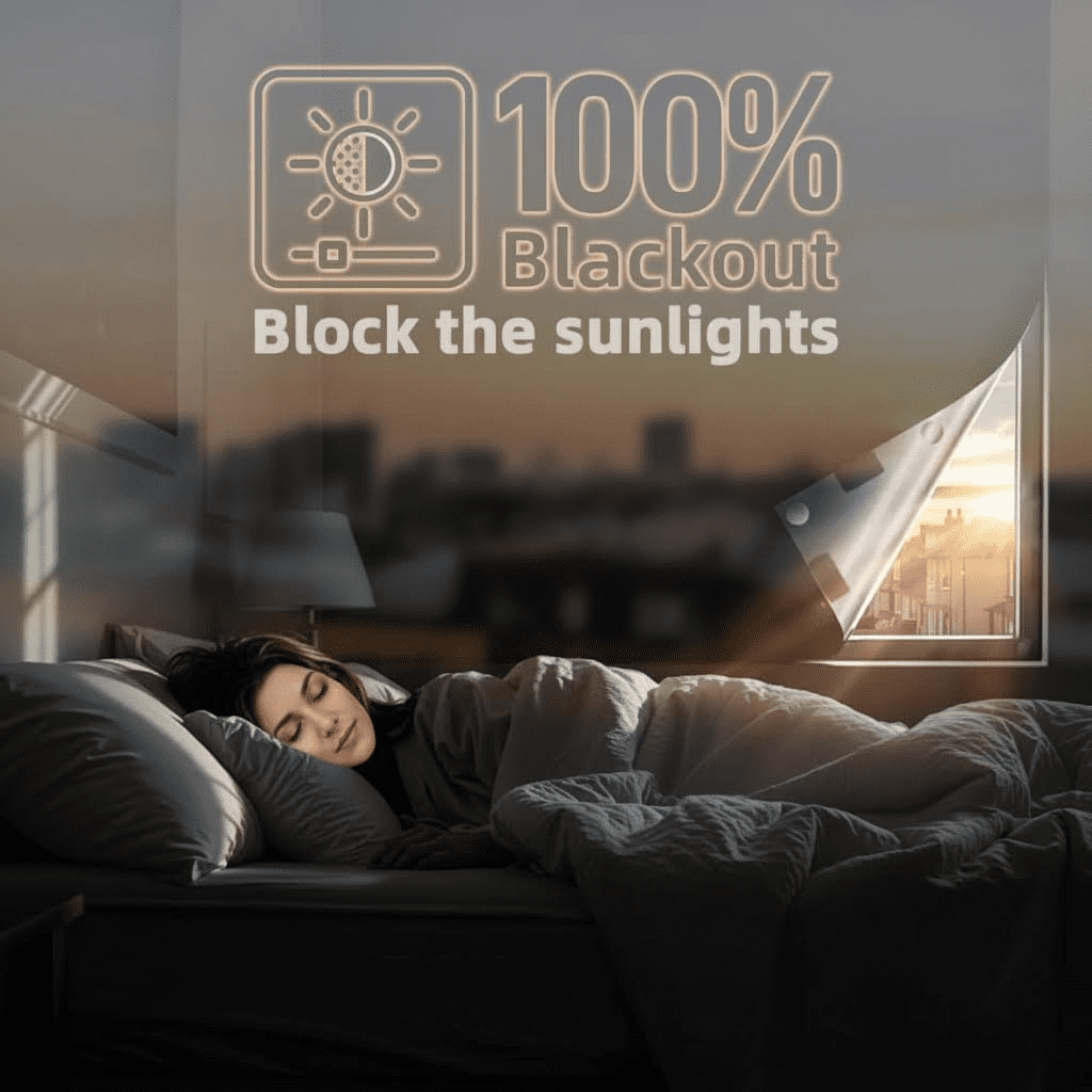 Portable Blackout Window Cover 40 x 58 Inches, Temporary No-Drill Privacy Curtains for Bedroom, Nursery, Travel, and Skylight, Light-Blocking Shades in Black