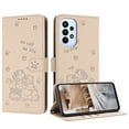 thumbnail image 2 of Flip Case for Samsung Galaxy A52 5G PU Leather Wallet Case with RFID Blocking Card Slot & Cash Pocket Magnetic Clasp Stand Function Cover Cat Patterned with Wrist Strap Phone Case,Beige, 2 of 9