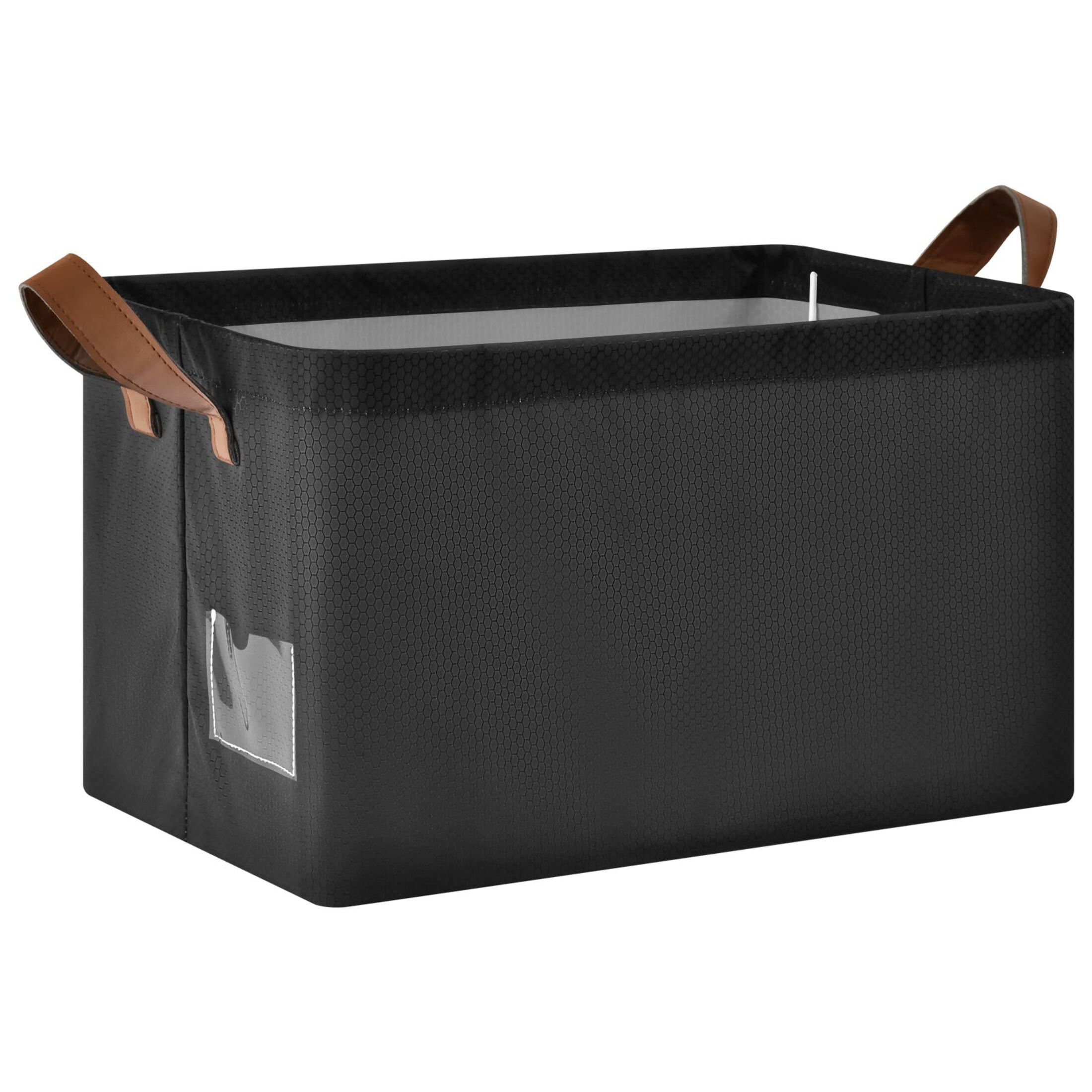 Ryvnso Black Storage Bins Large Basket Foldable Cube Toys Organizer with Handles 2 PCs