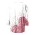 thumbnail image 5 of SOOMLON Valentine's Day Tops for Women Girl Friend Valentines Gift Loose 3/4 Sleeve Crew Neck Shirts Cute Heart Print Tee Shirts Trendy Festival Clothes 2025 White XL, 5 of 5