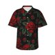 thumbnail image 1 of Balery Roses Camisas hawaianas de manga corta para hombre, camisas playeras de corte holgado, camisas de vacaciones con botones,Large, 1 of 7
