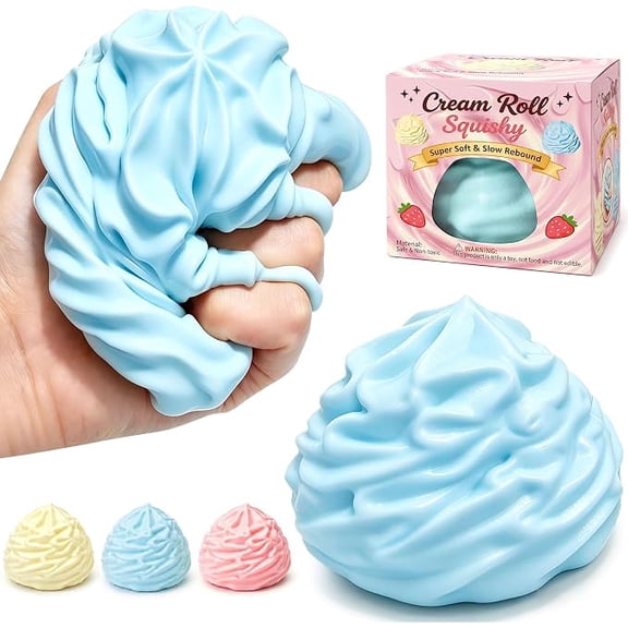 Cream Squishy Stress Ball, Reshapable Scented Novelty Cake Squeeze Toy, Realistic Sensory Fidget for Kids & Adults, Party Favors & Holiday Gifts