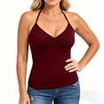 thumbnail image 6 of DDAPJ pyju Womens Padded Halter Tops Built in Bra Backless Tank Top Going Out Y2k Trendy Camisole Crop Tops Wine S, 6 of 8