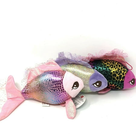 Set of 3 Aurora Sea Sparkles Fancy Fins Cheetah Fushia, Pualani & Moana Fish Plush Toy 7”
