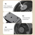 thumbnail image 4 of Modern USB Rechargeable Electric Fan with 5-Speed Adjustment, Quiet Invisible Blades, LED Display, Tilt Function - Portable ABS Desktop Fan for Bedroom, Office, Dormitory - Gray, 4 of 6