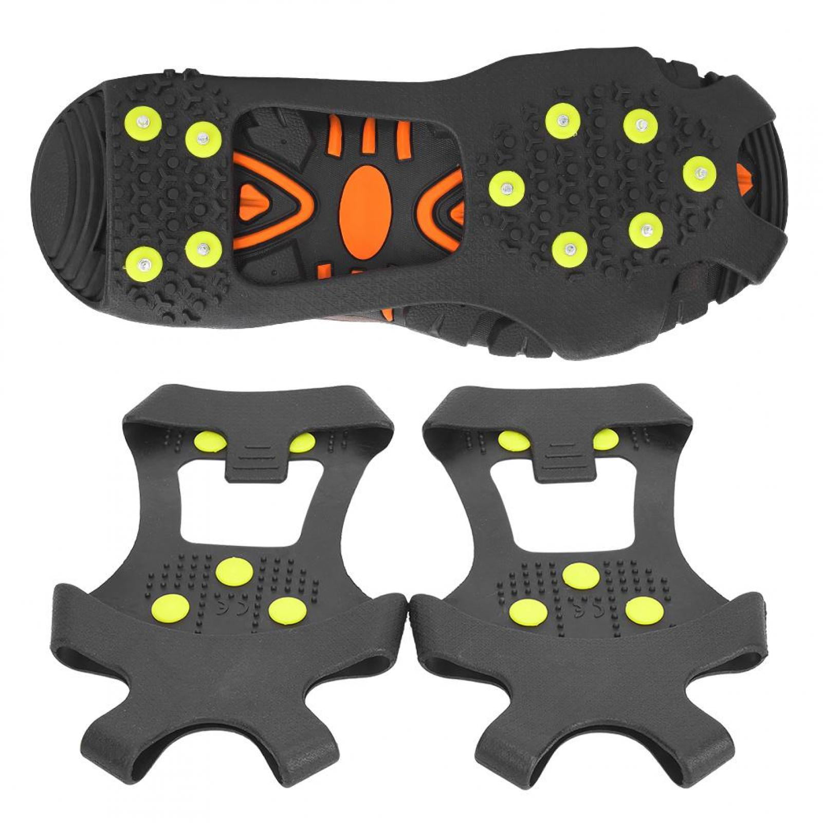 1 Pair 10 Teeth Anti Slip Ice Cleat Shoe Grips Spikes Cleats Crampons for Hiking 