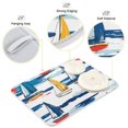 thumbnail image 3 of Yayeee Dish Drying Mat for Kitchen Counter 18"x24" Microfiber Absorbent Pad, Dark Blue Hand Drawn Sailboats, 3 of 7