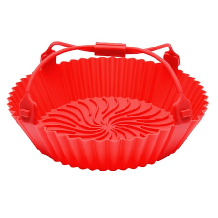 

MyBeauty Fryer Baking Pan Heat-resistance Food Grade Reusable Non-stick Baking Tray DIY Making Red/Green Cake Baking Basket Silicone Liner with Handle Kitchen Supplies
