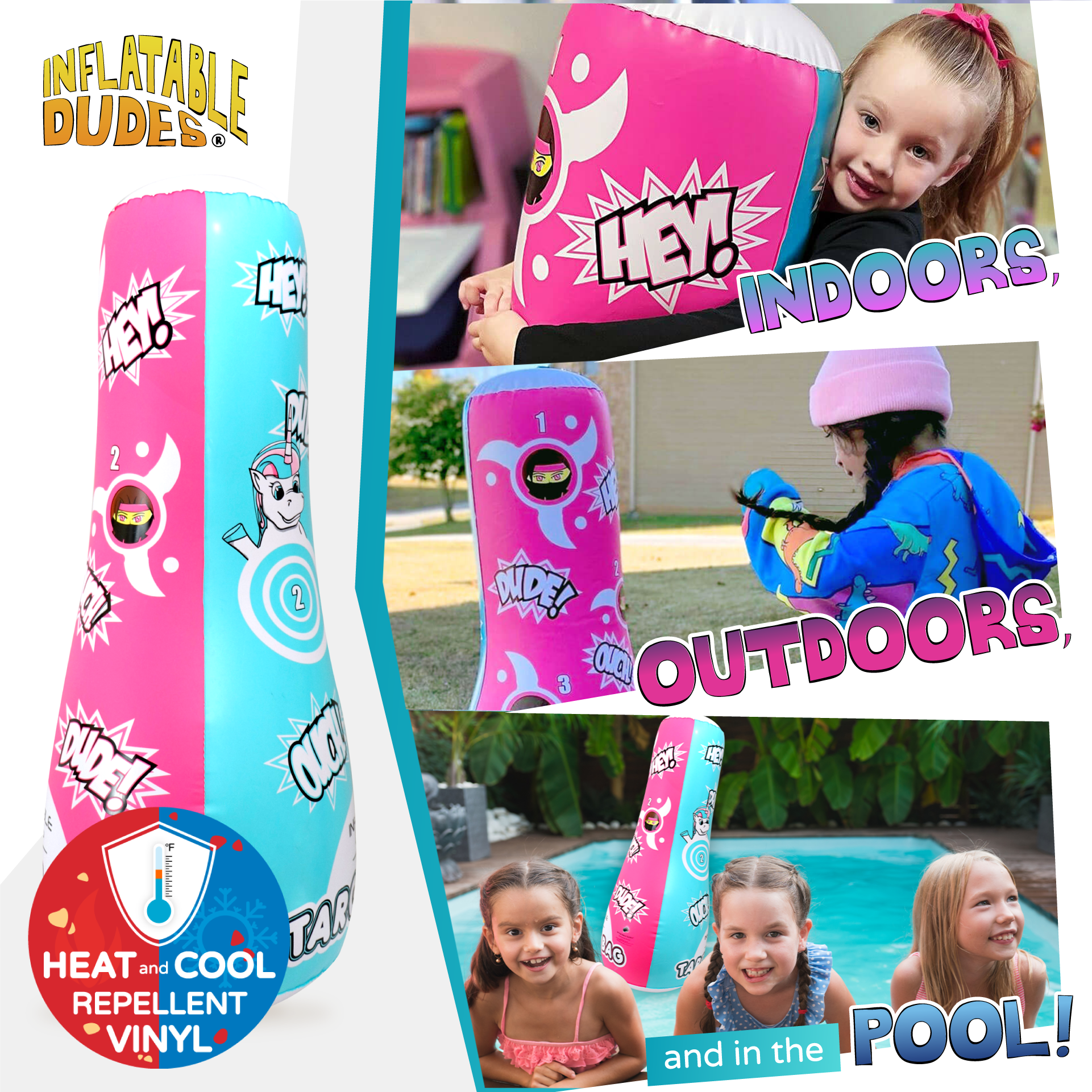 INFLATABLE DUDES Unicorn Ninja Girl Punching Bag 47 inch |Filled with Sand